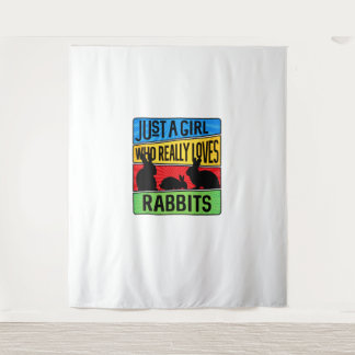 Nur ein Mädchen, das wirklich Lieben Rabbits. Wandteppich
