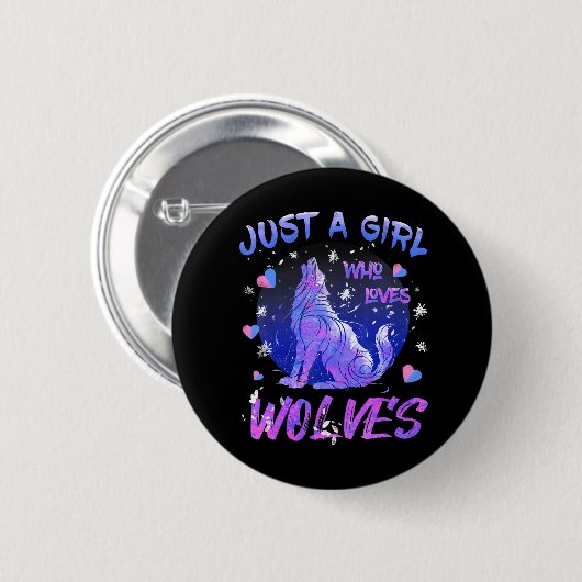 Nur ein Mädchen, das Wölfe Coolen Wolf für Mädchen Button (Vorne & Hinten)