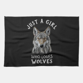 Nur ein Mädchen, das Wölfe Liebe Geschirrtuch