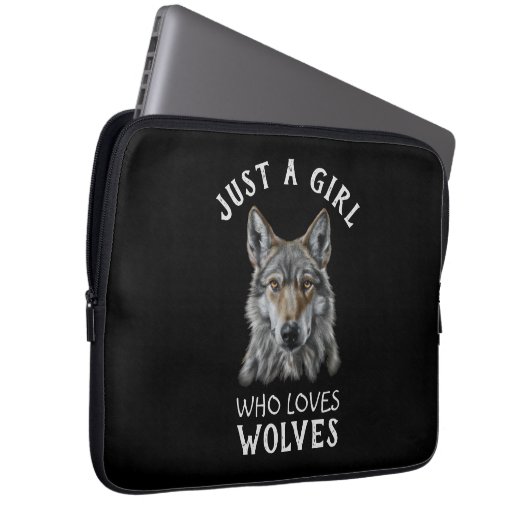 Nur ein Mädchen, das Wölfe Liebe Laptopschutzhülle (Vorne Rechts)
