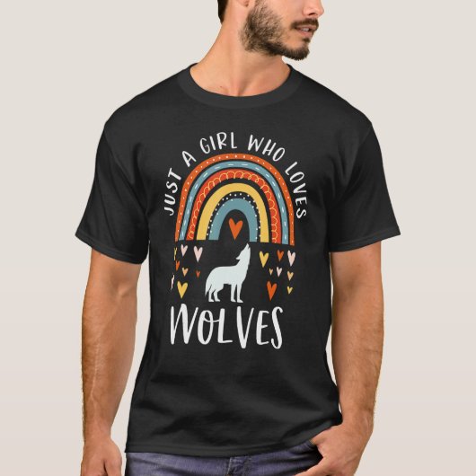 Nur ein Mädchen, das Wölfe Liebe, Regenbogen für W T-Shirt (Vorderseite)