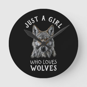 Nur ein Mädchen, das Wölfe Liebe Runde Wanduhr