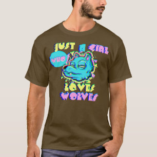 Nur ein Mädchen, das Wölfe Lieben 80er Vaporwave T-Shirt