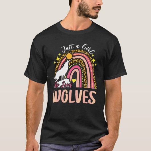 Nur ein Mädchen, das Wölfe Lieben Rainbow Leopard T-Shirt (Vorderseite)