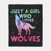 Nur ein Mädchen, das Wölfe Lieben Wasserfarbe Fleecedecke (Vorderseite)