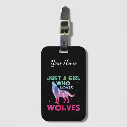 Nur ein Mädchen, das Wölfe Lieben Wasserfarbe Gepäckanhänger (Vorderseite Vertikal)