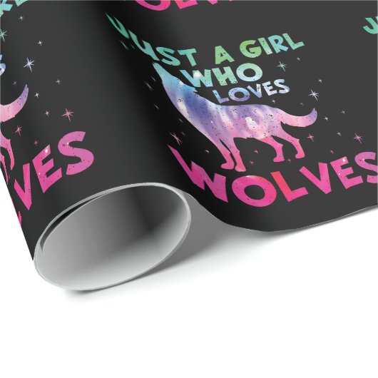 Nur ein Mädchen, das Wölfe Lieben Wasserfarbe Geschenkpapier (Rolleneckpunkt)