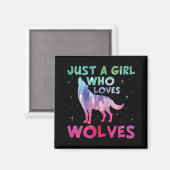 Nur ein Mädchen, das Wölfe Lieben Wasserfarbe Magnet (Vorderseite/Rückseite)