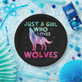 Nur ein Mädchen, das Wölfe Lieben Wasserfarbe Pappteller (Party)