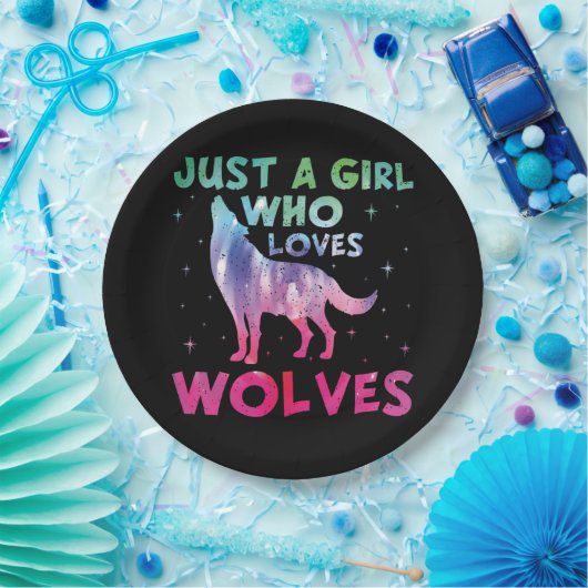 Nur ein Mädchen, das Wölfe Lieben Wasserfarbe Pappteller (Party)