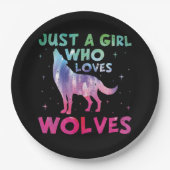 Nur ein Mädchen, das Wölfe Lieben Wasserfarbe Pappteller (Vorderseite)