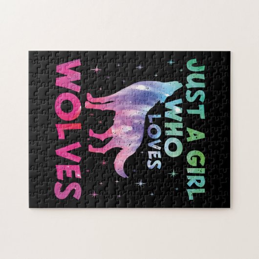 Nur ein Mädchen, das Wölfe Lieben Wasserfarbe Puzzle (Horizontal)