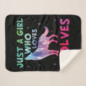 Nur ein Mädchen, das Wölfe Lieben Wasserfarbe Sherpadecke (Vorderseite (Horizontal))