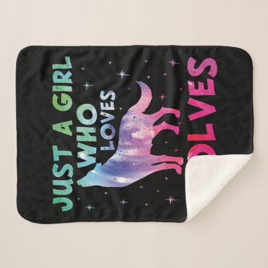 Nur ein Mädchen, das Wölfe Lieben Wasserfarbe Sherpadecke (Vorderseite (Horizontal))