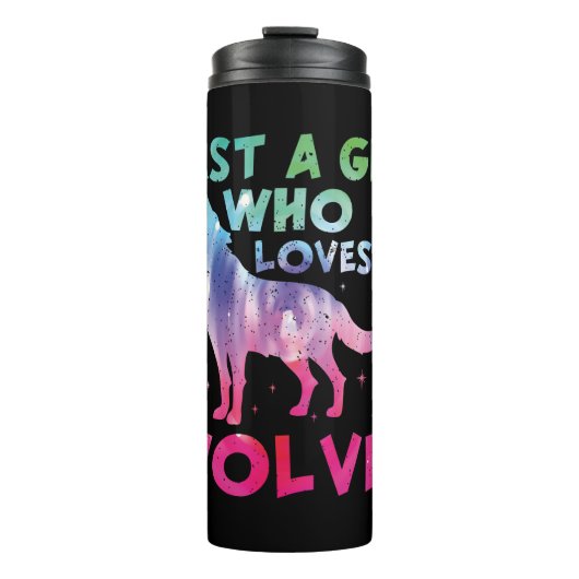 Nur ein Mädchen, das Wölfe Lieben Wasserfarbe Thermosbecher (Vorderseite)