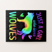 Nur ein Mädchen, das Wölfe Lieben Wasserfarbe, Was Puzzle (Horizontal)