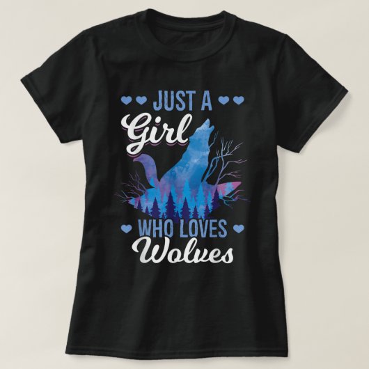 Nur ein Mädchen, das Wölfe liebt T-Shirt (Design vorne)