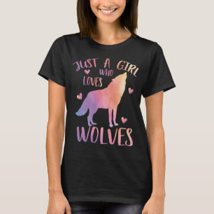 Nur ein Mädchen, das Wölfe liebt Wasserfarbe Süßer T-Shirt