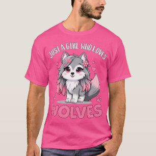 Nur ein Mädchen, das Wölfe Niedlich Grey Pink Baby T-Shirt