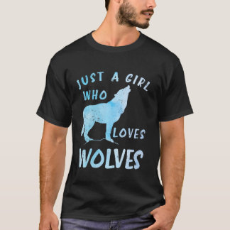 Nur ein Mädchen, das Wolves Wolf Animal Women Lieb T-Shirt