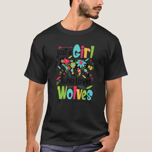 Nur ein Mädchen, das Wolves Wolf Doglike Liebe Out T-Shirt (Vorderseite)