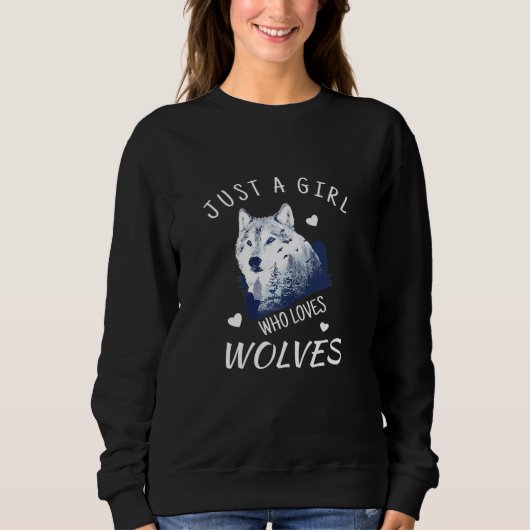 Nur ein Mädchen, das Wolves Wolf Graphic Liebe Sweatshirt (Vorderseite)
