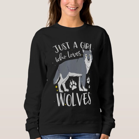 Nur ein Mädchen, das Wolves Wolf Lieben Sweatshirt (Vorderseite)