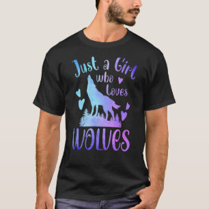 Nur ein Mädchen, das Wolves Wolf Moon Lieben Vinta T-Shirt