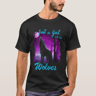 Nur ein Mädchen, das Wolves Wolf Shirt für Mädchen