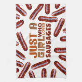 Nur ein Mädchen, das Würstchen Liebe Geschirrtuch (Vertikal)