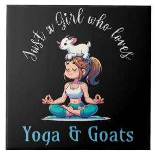 Nur ein Mädchen, das Yoga und Ziegen Liebe Fliese