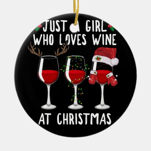 Nur ein Mädchen, das zu Weihnachten Gläser Liebe Keramik Ornament (Vorne)