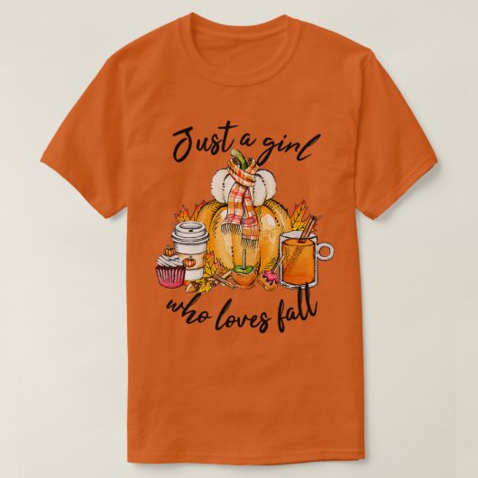 Nur ein Mädchen, die Lieben fallen Pumpkin Frauen T-Shirt (Design vorne)