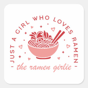 Nur ein Mädchen, die Lieben Ramen noodles kawaii m Quadratischer Aufkleber