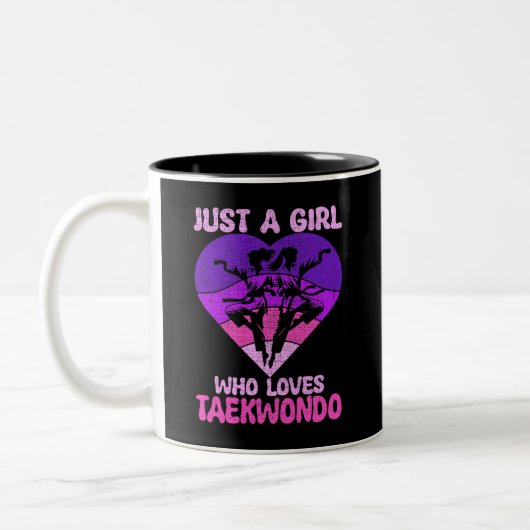 Nur ein Mädchen, die Lieben Taekwondo Herz Retro S Zweifarbige Tasse (Links)