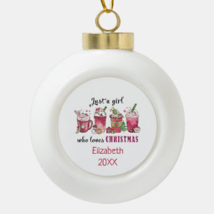 Nur ein Mädchen, die Weihnachts-Coffee Spaß trendy Keramik Kugel-Ornament