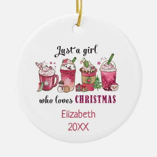 Nur ein Mädchen, die Weihnachts-Coffee Spaß trendy Keramik Ornament (Vorne)