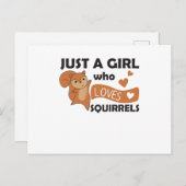 Nur ein Mädchen Lieben das Eichhörnchen - süße Tie Postkarte (Vorne/Hinten)