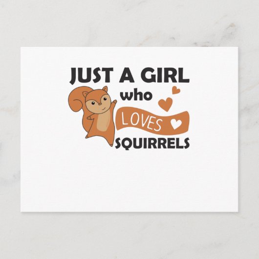 Nur ein Mädchen Lieben das Eichhörnchen - süße Tie Postkarte (Vorderseite)