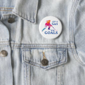 Nur ein Mädchen mit Goals Hockey Wasserfarbe Button (Beispiel)