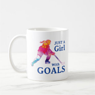 Nur ein Mädchen mit Goals Hockey Wasserfarbe Kaffeetasse