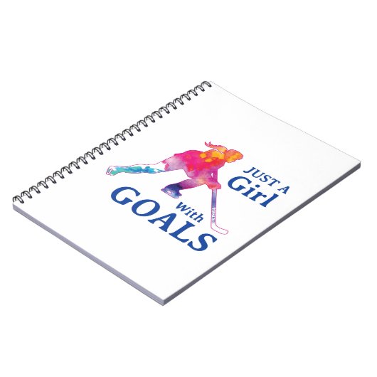 Nur ein Mädchen mit Goals Hockey Wasserfarbe Notizblock (Linke Seite)