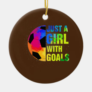 Nur ein Mädchen mit Goals Soccer Girls Soccer Play Keramik Ornament