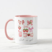 Nur ein Mädchen Strawberry Croquette Bow Ästhetik Tasse (Links)