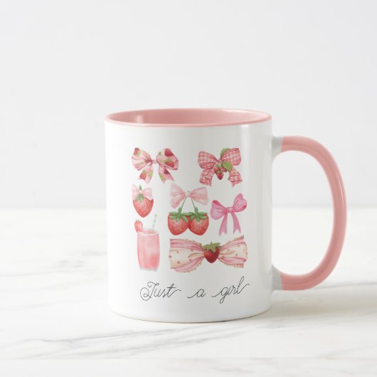 Nur ein Mädchen Strawberry Croquette Bow Ästhetik Tasse (Rechts)