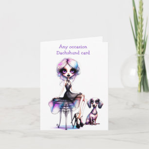Nur ein Mädchen und ihre Dachshund-Hund Karte