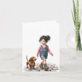 Nur ein Mädchen und ihre Dackel (downloadbar) Karte (Vorderseite)