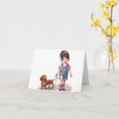 Nur ein Mädchen und ihre Dackel (downloadbar) Karte (Gelbe Blume)