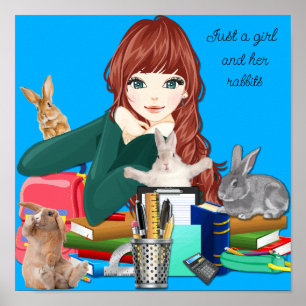 Nur ein Mädchen und ihre Kaninchen Poster