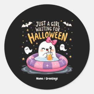 Nur ein Mädchen Wartete zu Halloween Spooky Summer Runder Aufkleber